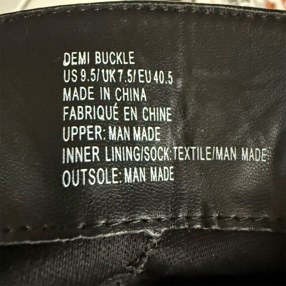 JustFab Black Moto Boots Size 9.5 Double Buckle Biker Style Faux Leather - Picture 14 of 16